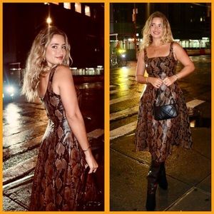 7 For All Mankind Faux Leather Cowhide Snakeskin Print Dress Sleeveless Midi